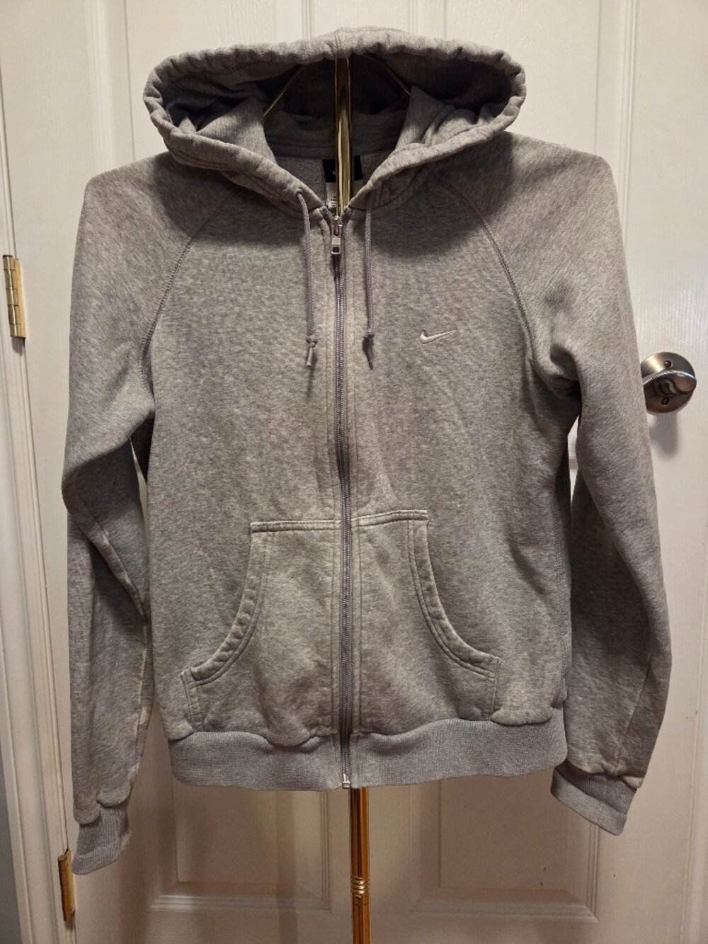 Vintage 2010 Nike Mini Swoosh Grey Full Zip Fleece Hoodie M